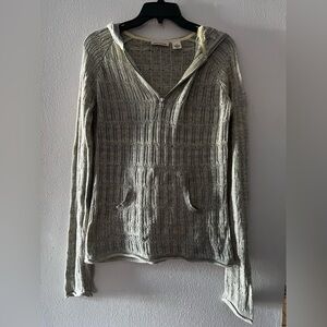 DKNY Jeans Grayish Neon Yellow Textured Knit Top Size Medium